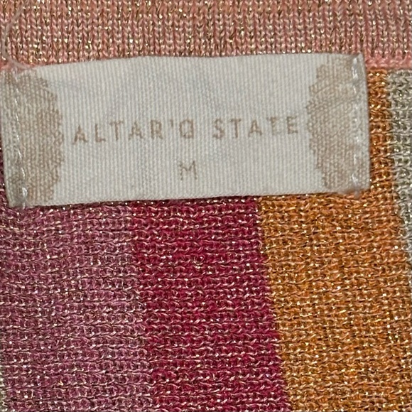 Altar'd State Striped Cutout Midi Dress in Pink, Orange & Cream. Size Med - Picture 5 of 7